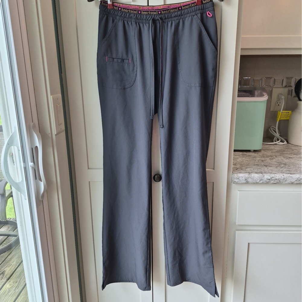Heart Soul Medical Scrub Pants Womens Tall  Large Pewter Stretch
